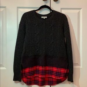 Madewell sweater with built in flannel bottom